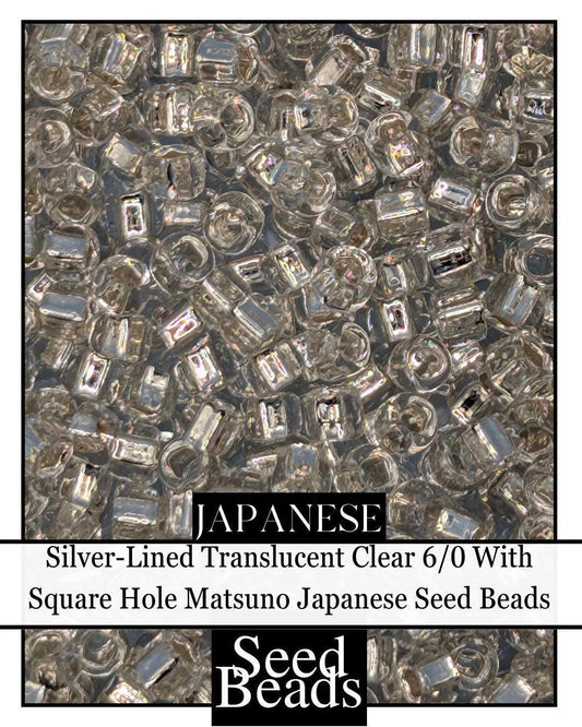 5842SB Silver-Lined Translucent Rainbow Clear 6/0 With Square Hole (15g pkg)