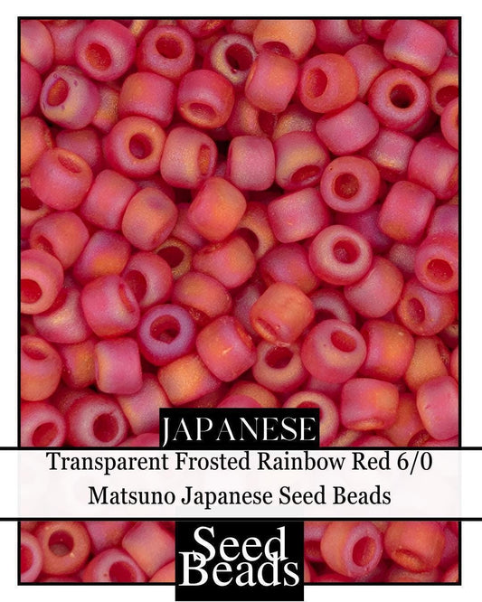 5932SB Transparent Frosted Rainbow Red 6/0 (15g pkg)