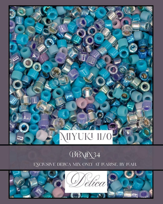 DBMIX34 Miyuki Delica Mix Seed Beads 11/0, Beautiful Color Packs for Crafting and Artistic Gifts    (7.5g pkg)