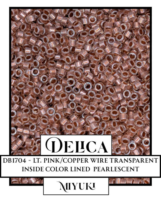 DB1704 - Copper Pearl Lined Pink Mist | Miyuki Delica Size 11/0 Seed Beads for Jewelry Making & Bead Weaving   (7.5g pkg)