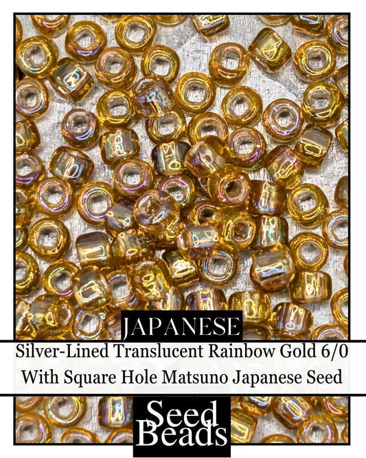 5839SB Silver-Lined Translucent Rainbow Gold 6/0 With Square Hole (15g pkg)