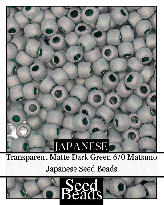 Transparent Matte Dark Green  6/0 Round Japanese Seed Beads Matsuno (MGB) Japanese Seed Beads for Jewelry Making and Crafts (15g pkg)