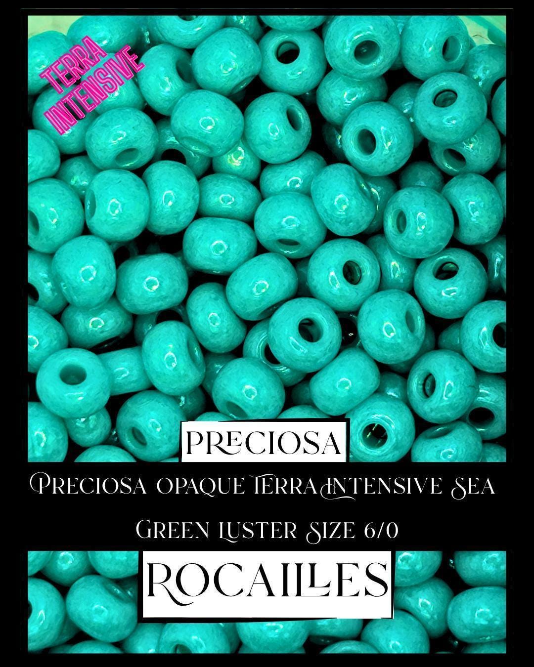 Preciosa Opaque Terra Intensive Sea Green Luster Size 6/0 (10g pkg)