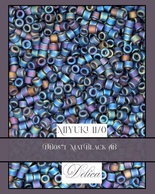 DB0871 - Mat Black AB | Miyuki Delica Size 11/0 Seed Beads for Jewelry Making & Bead Weaving   (7.5g pkg)