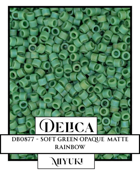 DB0877 - Mat Opaque Green AB | Miyuki Delica Size 11/0 Seed Beads for Jewelry Making & Bead Weaving   (7.5g pkg)