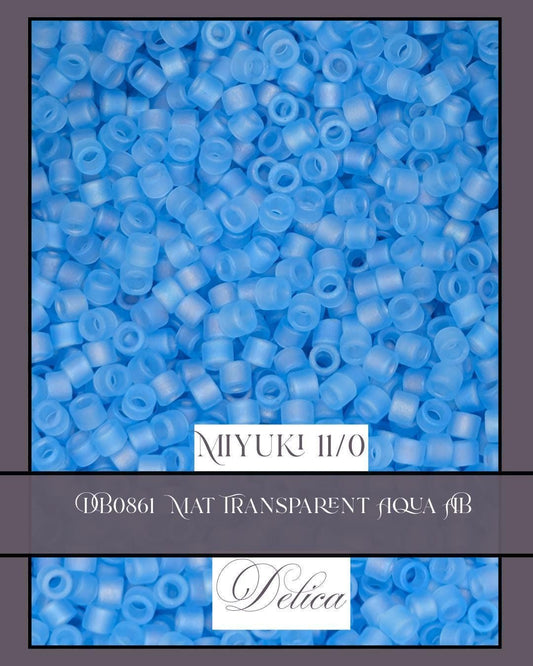 DB0861 - Mat Transparent Aqua AB | Miyuki Delica Size 11/0 Seed Beads for Jewelry Making & Bead Weaving   (7.5g pkg)