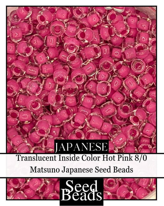 Translucent Inside Color Hot Pink  6/0 Round Japanese Seed Beads Matsuno (MGB) Japanese Seed Beads for Jewelry Making and Crafts (15g pkg)