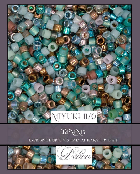 DBMIX15 Miyuki Delica Mix Seed Beads 11/0, Exclusive Bead Mix By Leah   (7.5g pkg) | Bead Weaving | High Quality Uniform Beads