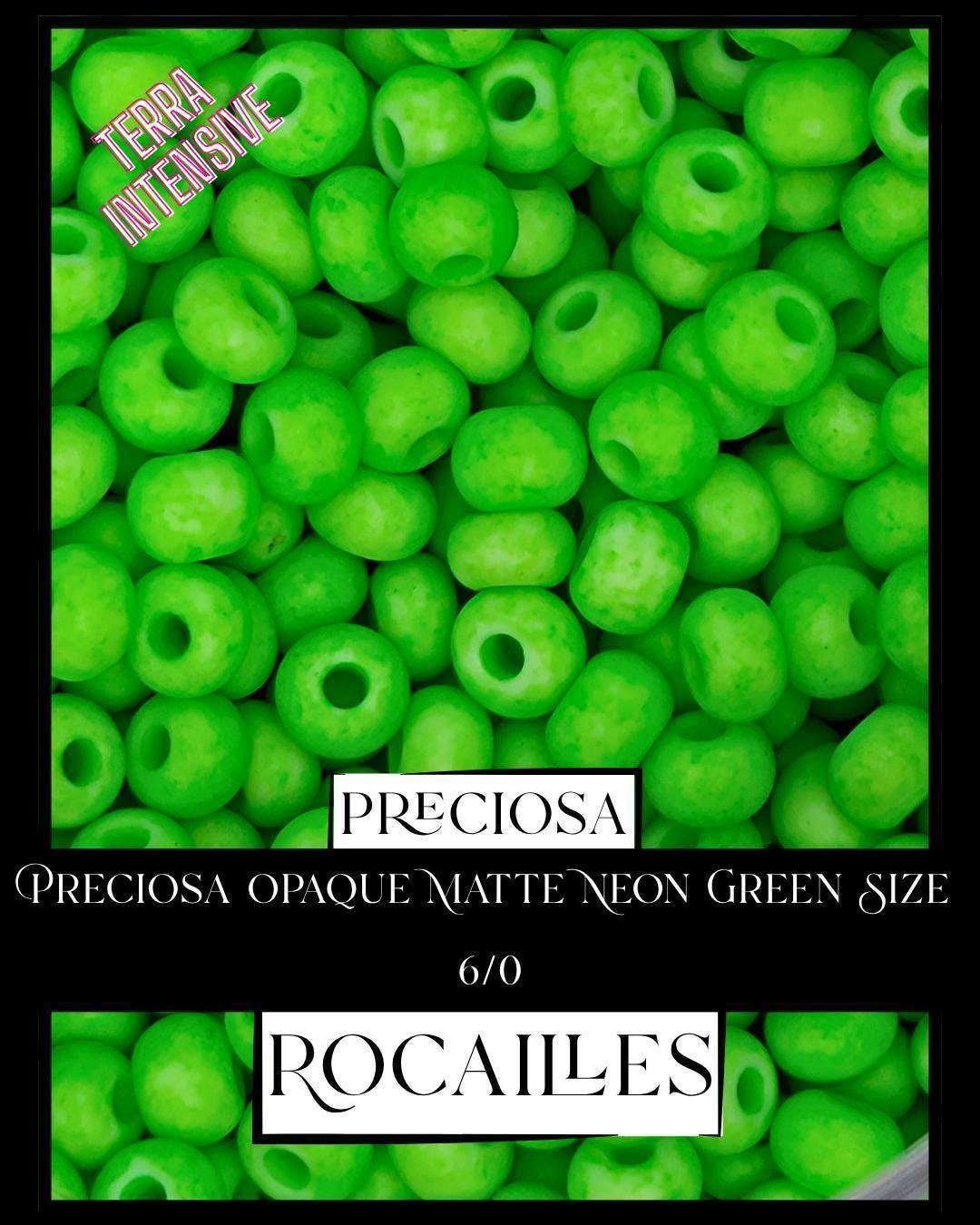 Preciosa Opaque Matte Neon Green Size 6/0 (10g pkg)