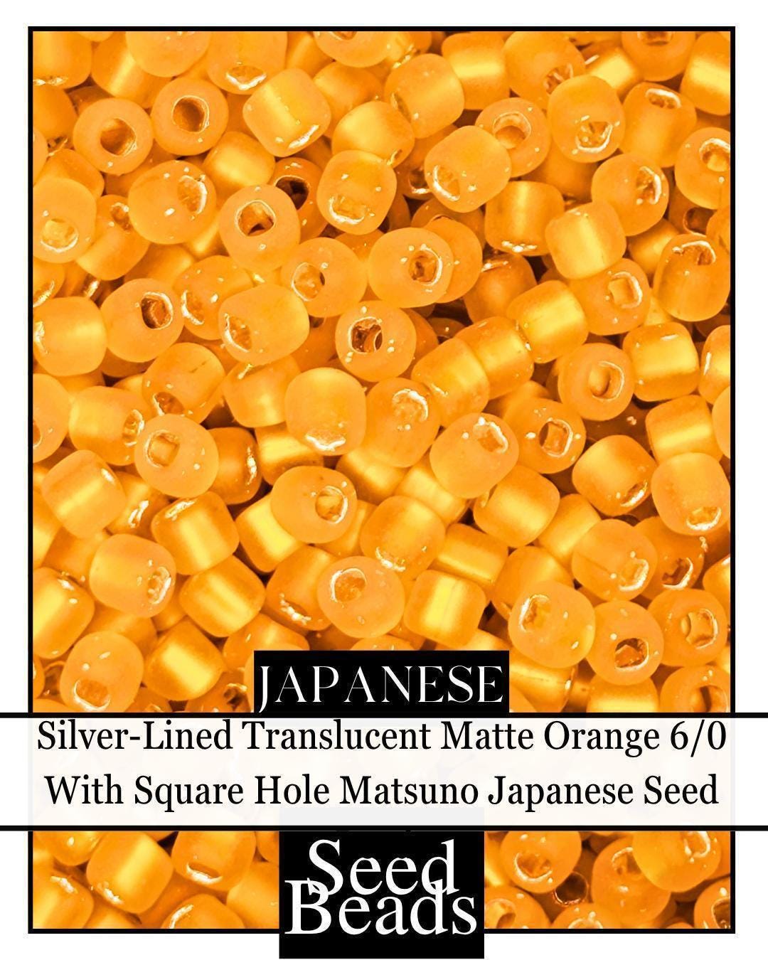 5755SB Silver-Lined Translucent Matte Orange 6/0 With Square Hole (15g pkg)