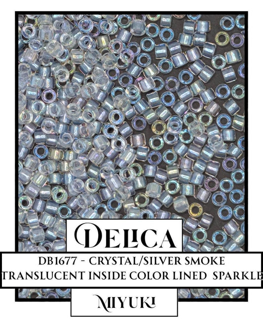 DB1677 - Crystal/Silver Smoke Translucent Inside Color Lined Sparkle (7.5g pkg) | Bead Weaving | High Quality Uniform Beads
