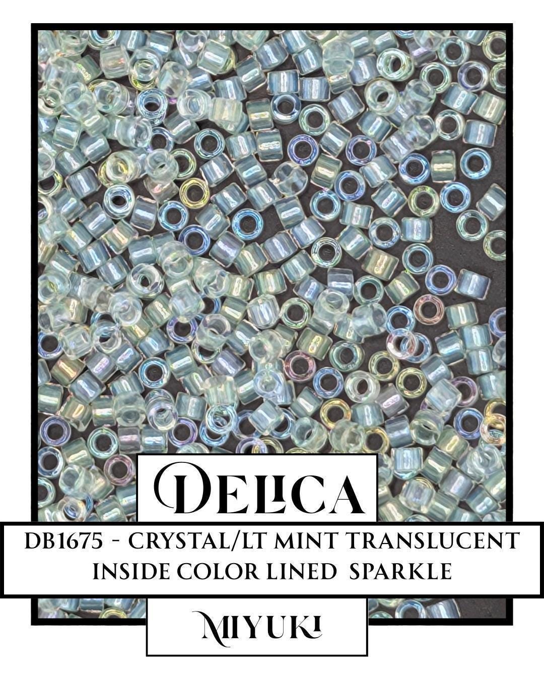 DB1675 - Crystal/Lt Mint Translucent Inside Color Lined Sparkle (7.5g pkg) | Bead Weaving | High Quality Uniform Beads