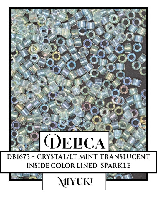 DB1675 - Crystal/Lt Mint Translucent Inside Color Lined Sparkle (7.5g pkg) | Bead Weaving | High Quality Uniform Beads