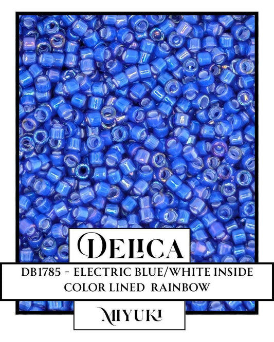DB1785 - Cobalt AB Lined White | Miyuki Delica Size 11/0  for Jewelry Making & Bead Weaving   (7.5g pkg)