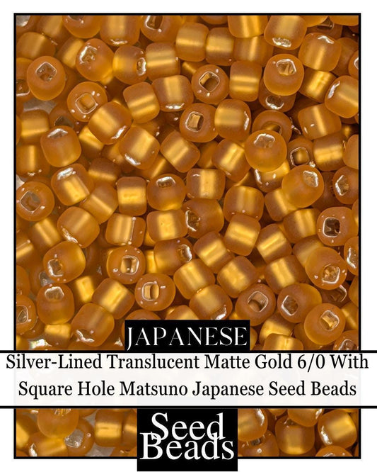 5740SB Silver-Lined Translucent Matte Gold 6/0 With Square Hole (15g pkg)