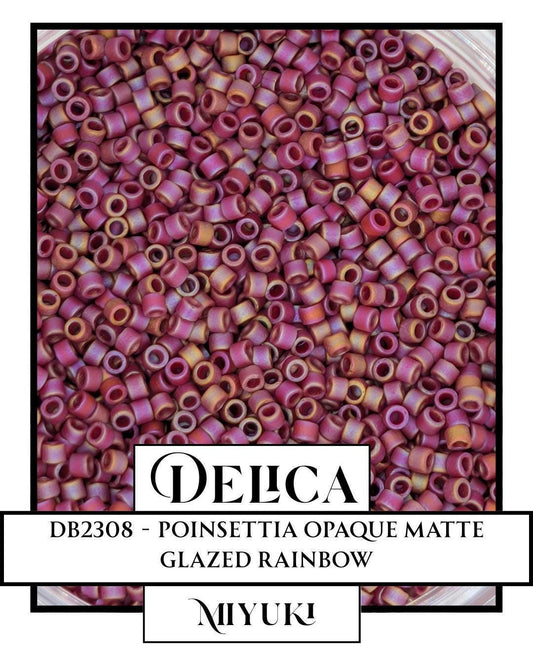 DB2308, Miyuki Delica, Seed Bead, Premium Opaque Matte Glazed Rainbow Beads, Small Quantity, Beadweaving Supplies