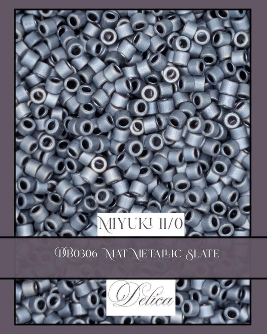 DB0306 - Mat Metallic Slate | Miyuki Delica Size 11/0  for Jewelry Making & Bead Weaving   (7.5g pkg)