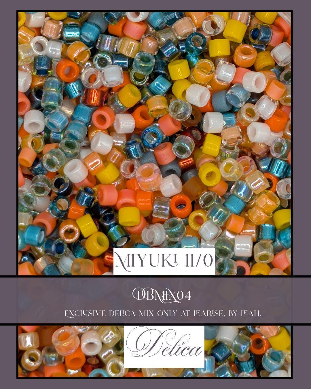 DBMIX04 Miyuki Delica Mix Seed Beads 11/0, Exclusive Bead Mix By Leah   (7.5g pkg) | Bead Weaving | High Quality Uniform Beads
