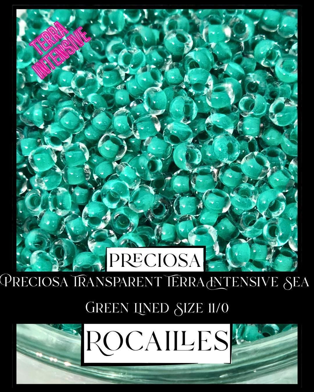 Preciosa Transparent Sea Green Lined Seed Beads 11/0 Size 10g Bag for Jewelry Making & Crafting
