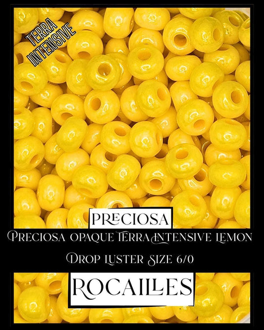 Preciosa Opaque Terra Intensive Lemon Drop Luster Size 6/0 (10g pkg)