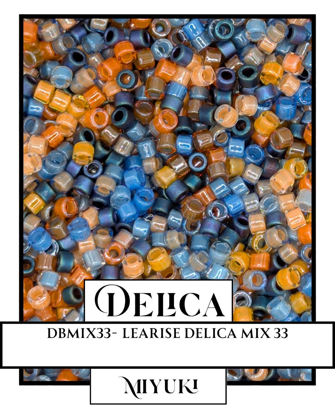 The image is a collage of various colored beads, including blue, orange, and yellow, arranged in a visually appealing manner.