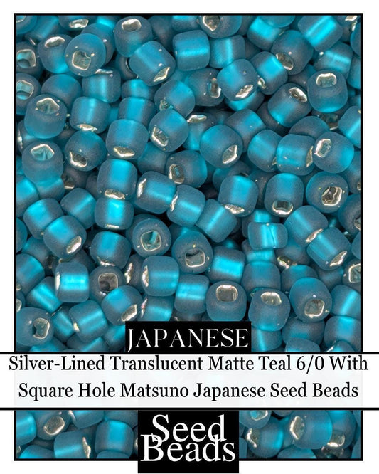 5797SB Silver-Lined Translucent Matte Teal 6/0 With Square Hole (15g pkg)