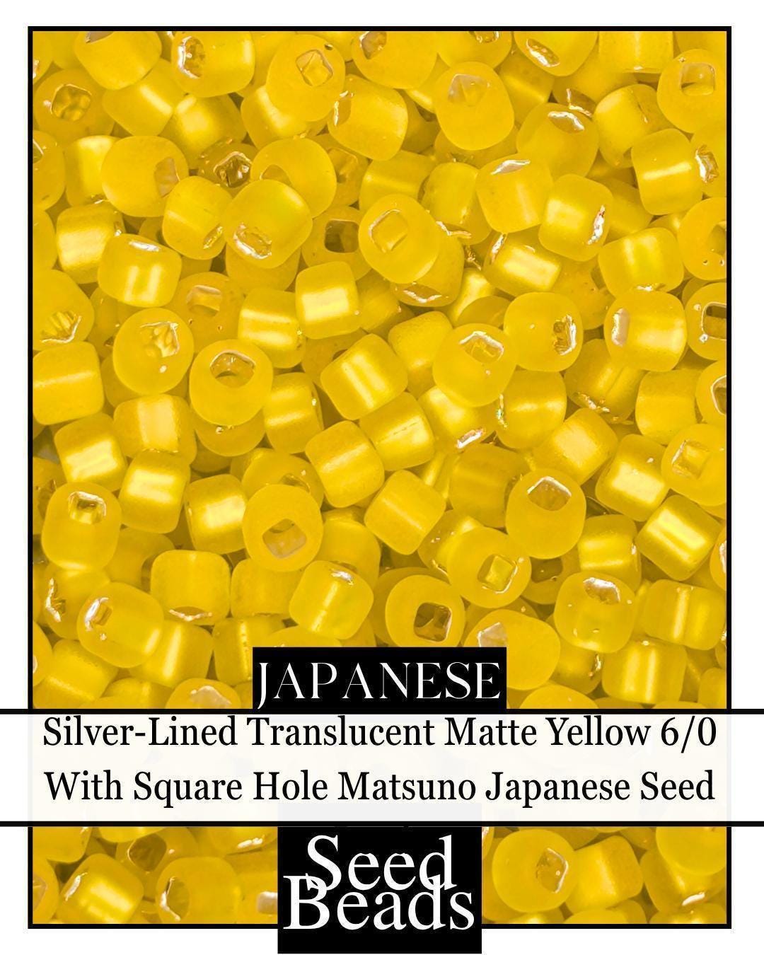 5752SB Silver-Lined Translucent Matte Yellow 6/0 With Square Hole (15g pkg)