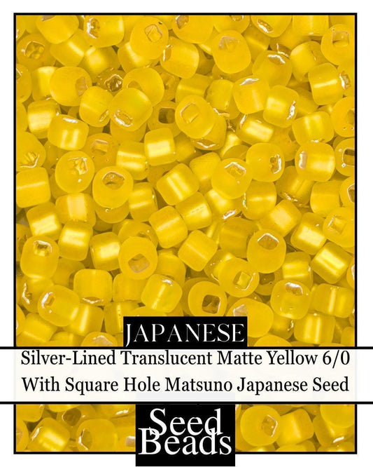 5752SB Silver-Lined Translucent Matte Yellow 6/0 With Square Hole (15g pkg)
