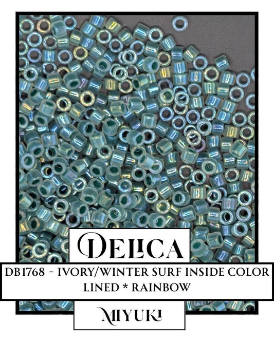 DB1768 - Opal AB Lined Forest Geen | Miyuki Delica Size 11/0 Seed Beads for Jewelry Making & Bead Weaving   (7.5g pkg)