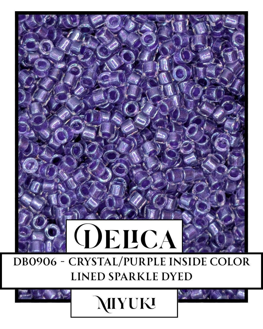 DB0906 - Spkl Purple Lined Crystal | Miyuki Delica Size 11/0  for Jewelry Making & Bead Weaving   (7.5g pkg)