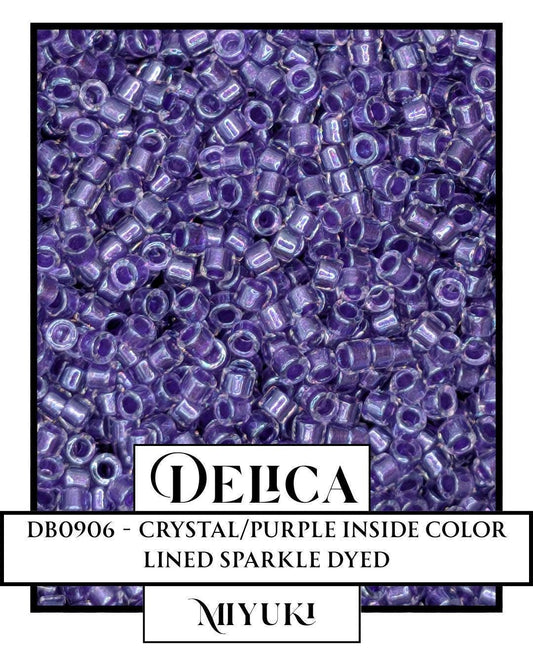 DB0906 - Spkl Purple Lined Crystal | Miyuki Delica Size 11/0  for Jewelry Making & Bead Weaving   (7.5g pkg)