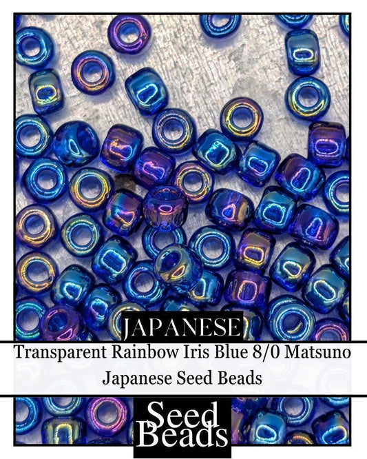 8222SB Transparent Rainbow Iris Blue 8/0 (15g pkg)