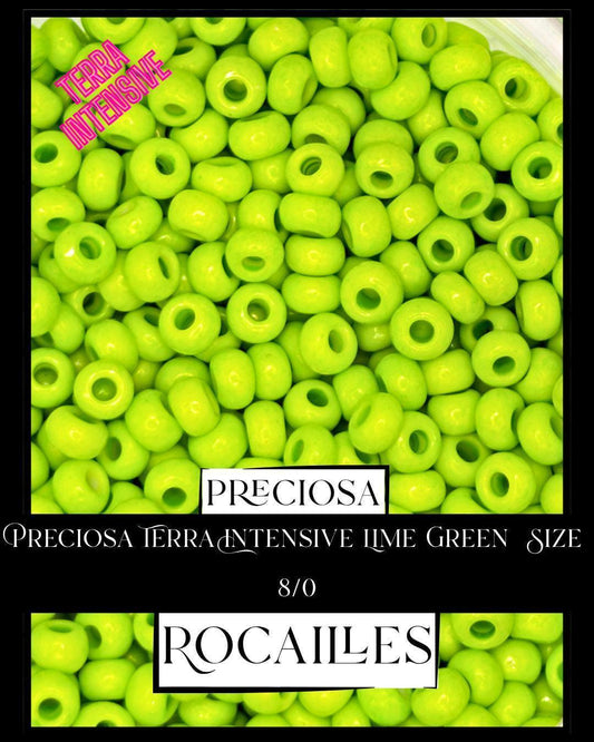 Preciosa Opaque Terra Intensive Lime Green  Size 8/0 (10g pkg)