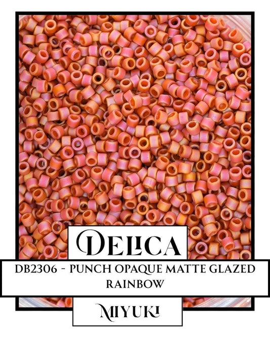 DB2306, Miyuki Delica, Seed Bead, Premium Opaque Matte Rainbow Beads, Small Quantity, Bead Weaving Supplies