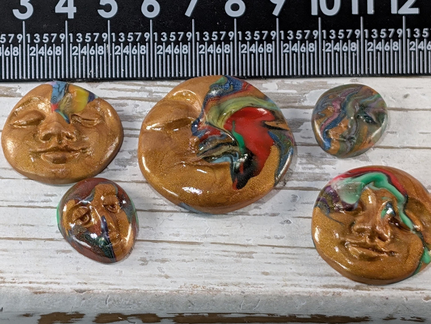 Handmade Multicolor Polymer Clay Faces: Art Doll Supplies (5 Pcs)