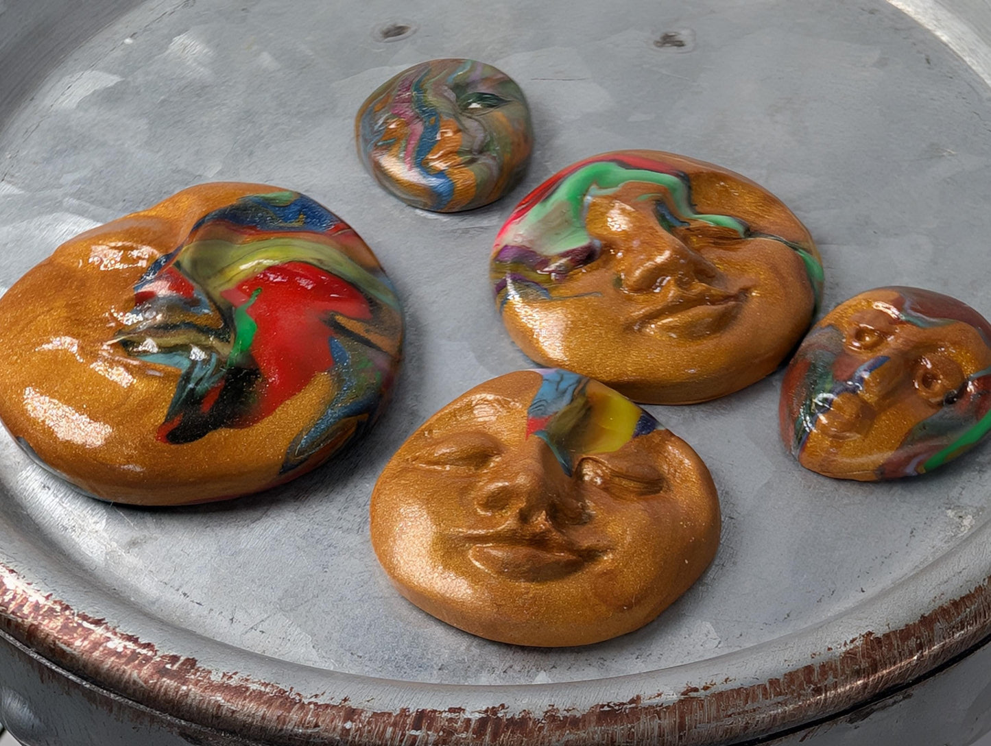 Handmade Multicolor Polymer Clay Faces: Art Doll Supplies (5 Pcs)