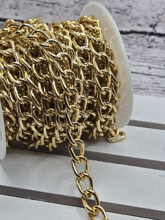 Gold Plated Brass Curb Chain: Chunky Twisted Link Jewelry Making