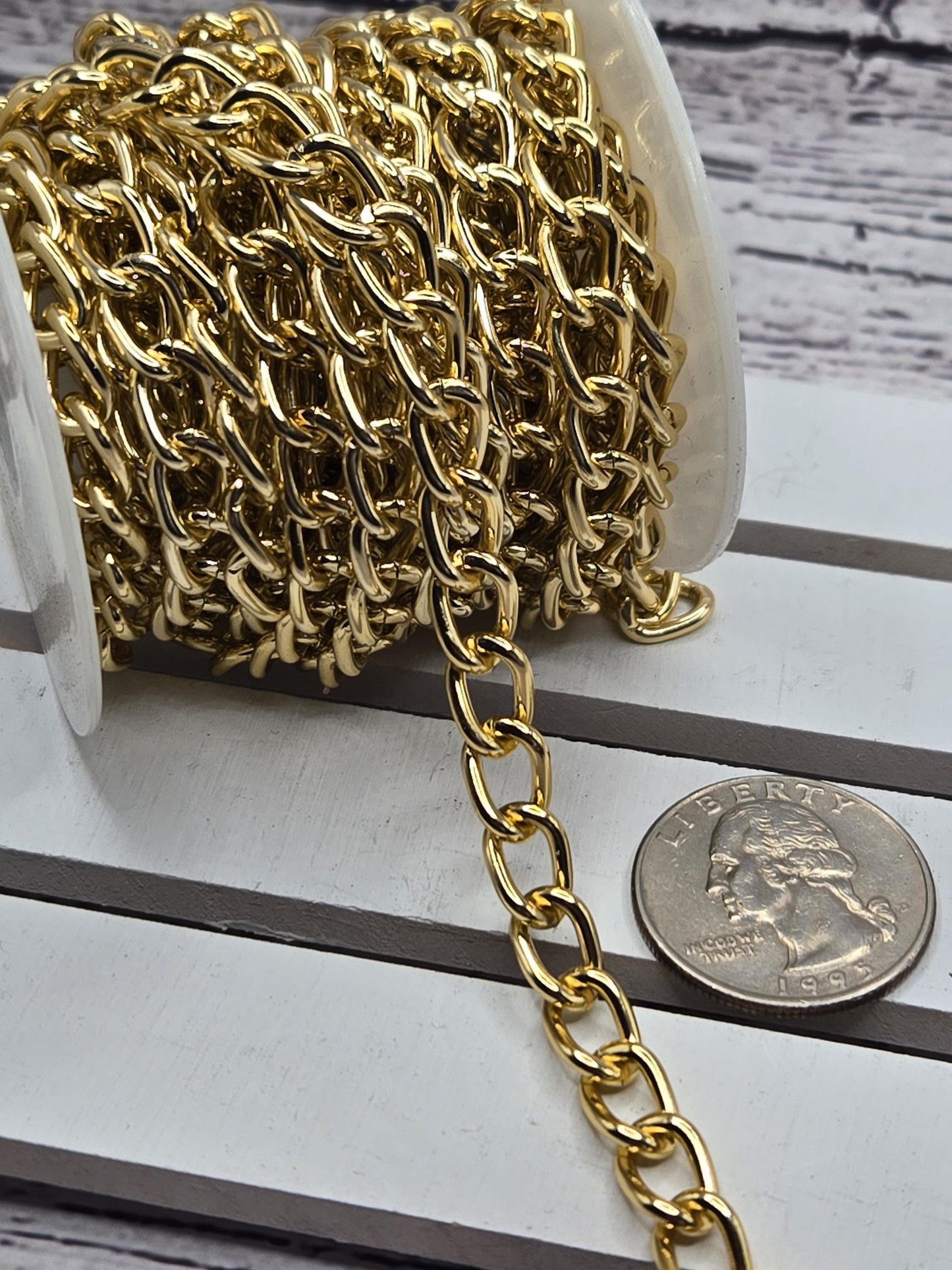 Gold Plated Brass Curb Chain: Chunky Twisted Link Jewelry Making