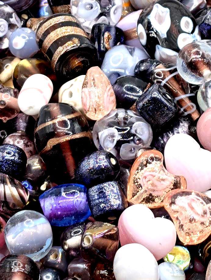 Bulk Handcrafted Lampwork Glass Beads for Jewelry Making: Vibrant Pink Artisan Creations in Bulk (30g Pkg)