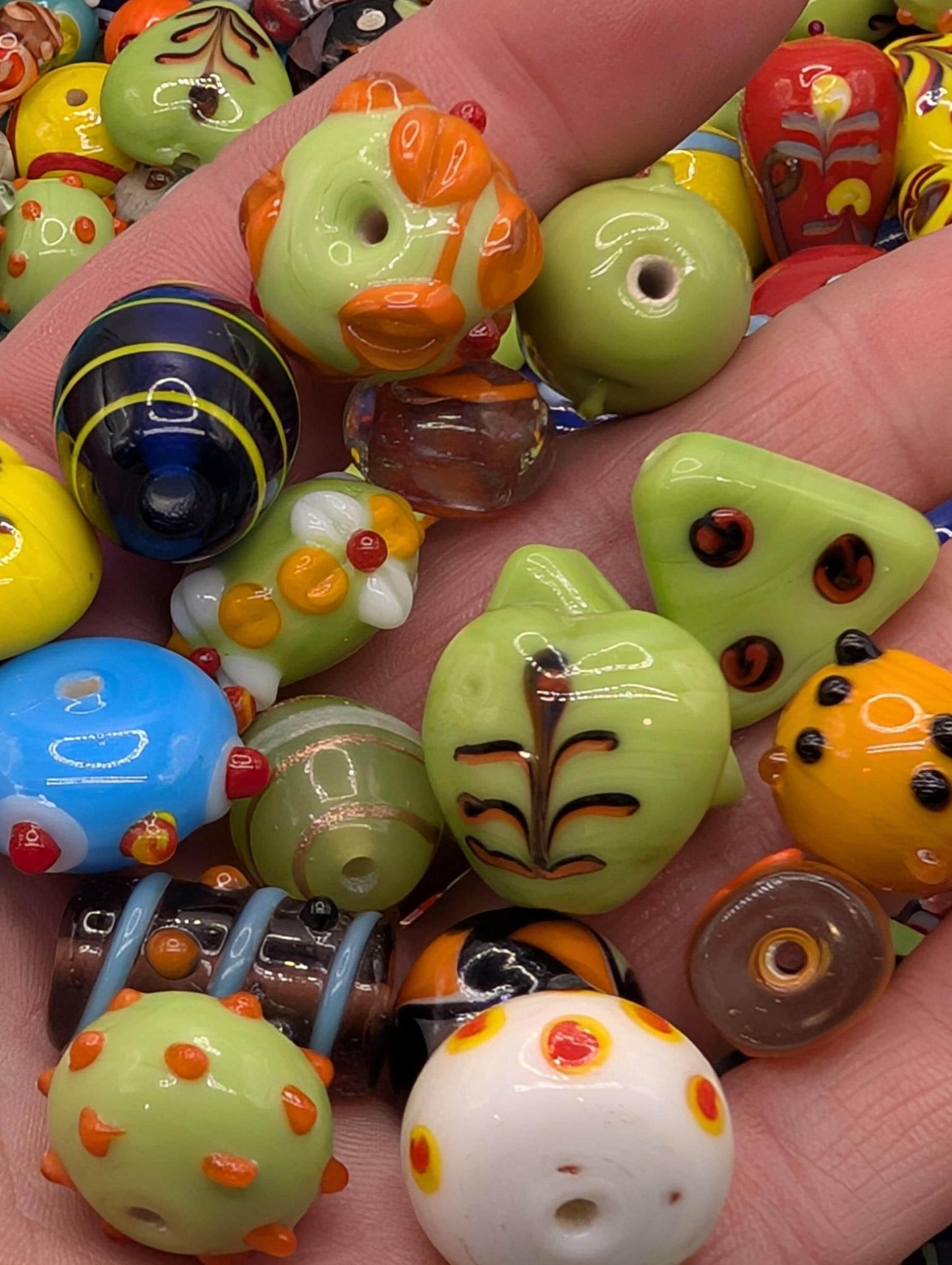 Bulk Lampwork Glass Bead Mix: Handcrafted Artisan Jewelry Making (10 beads)