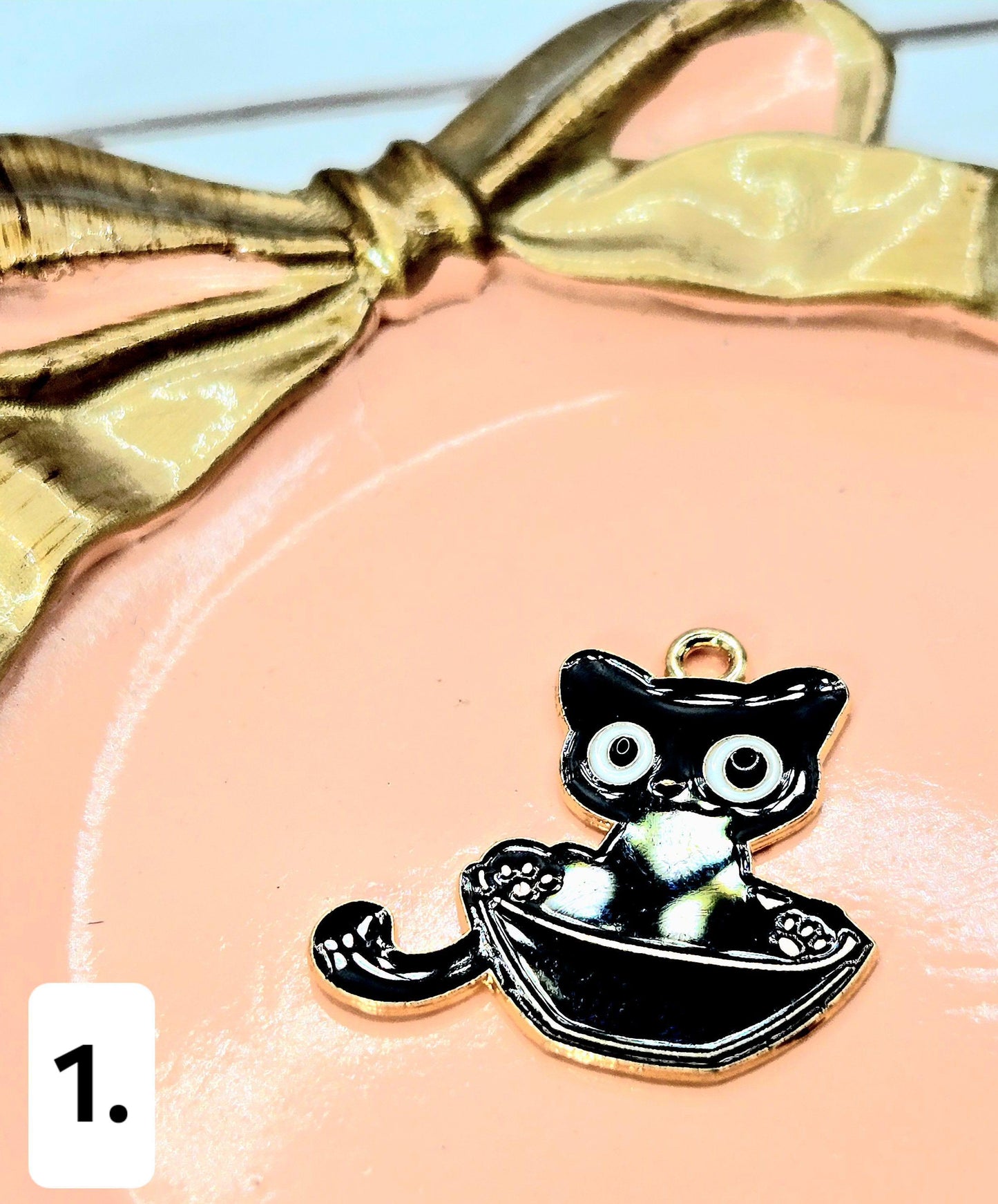Gold Plated Kitty Charms: DIY Jewelry Making Supplies