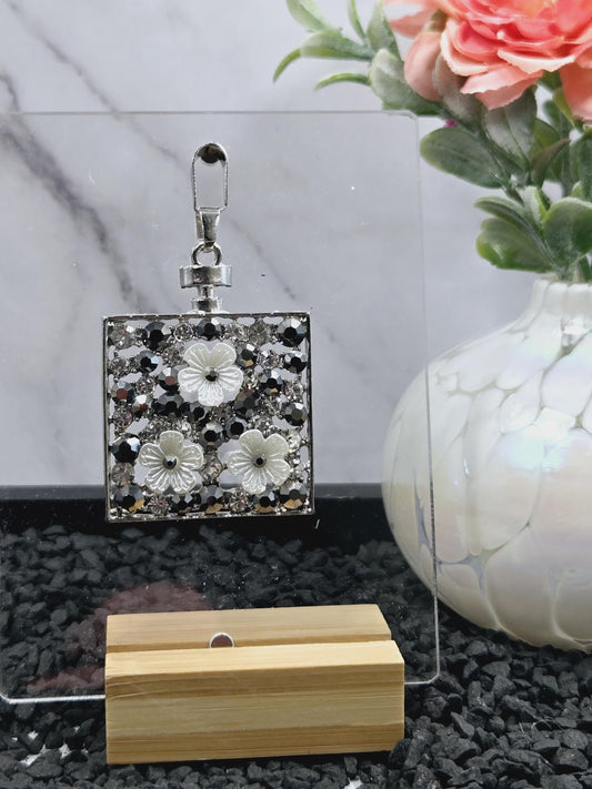 Square Flower and Filigree Ornate Focal Pendant Bag Charm