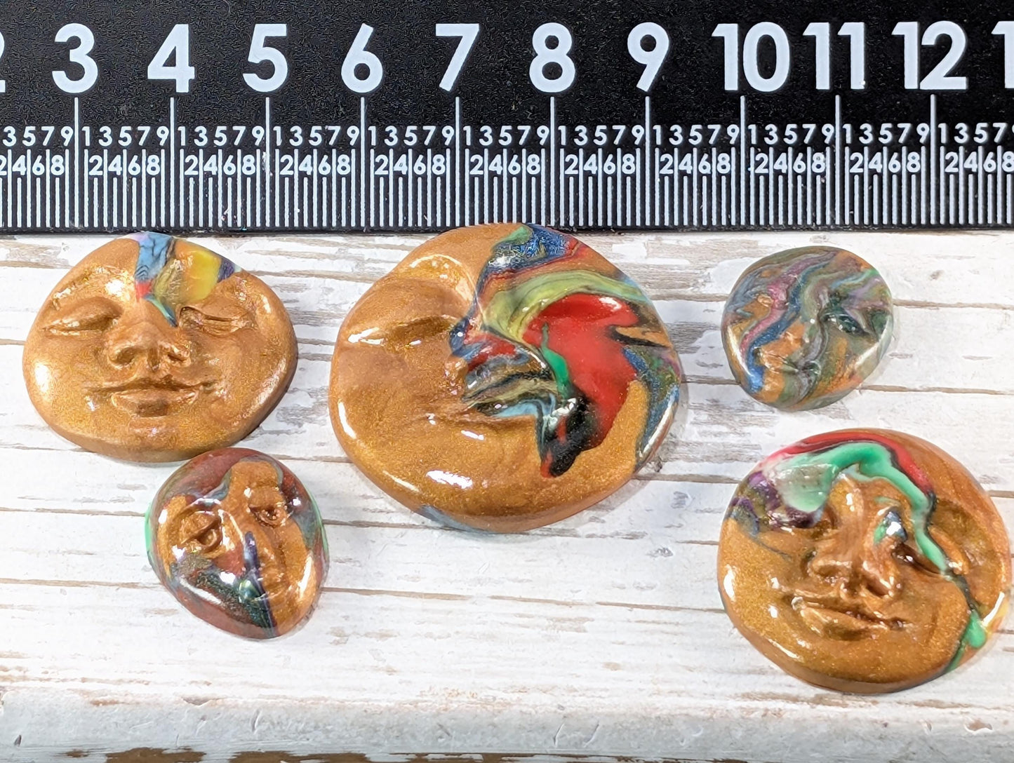 Handmade Multicolor Polymer Clay Faces: Art Doll Supplies (5 Pcs)