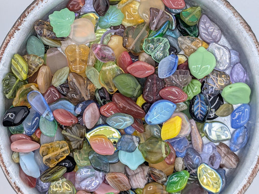 Czech Pressed Glass Leaf Bead Mix 30g pkg