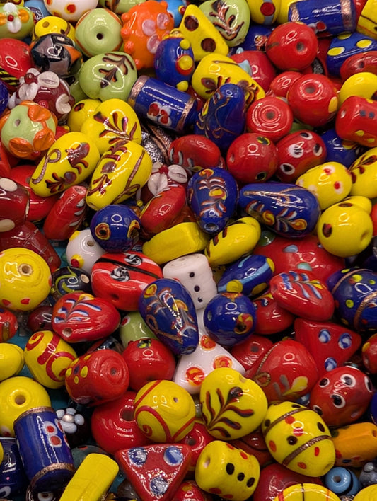 Bulk Lampwork Glass Bead Mix: Handcrafted Artisan Jewelry Making (10 beads)