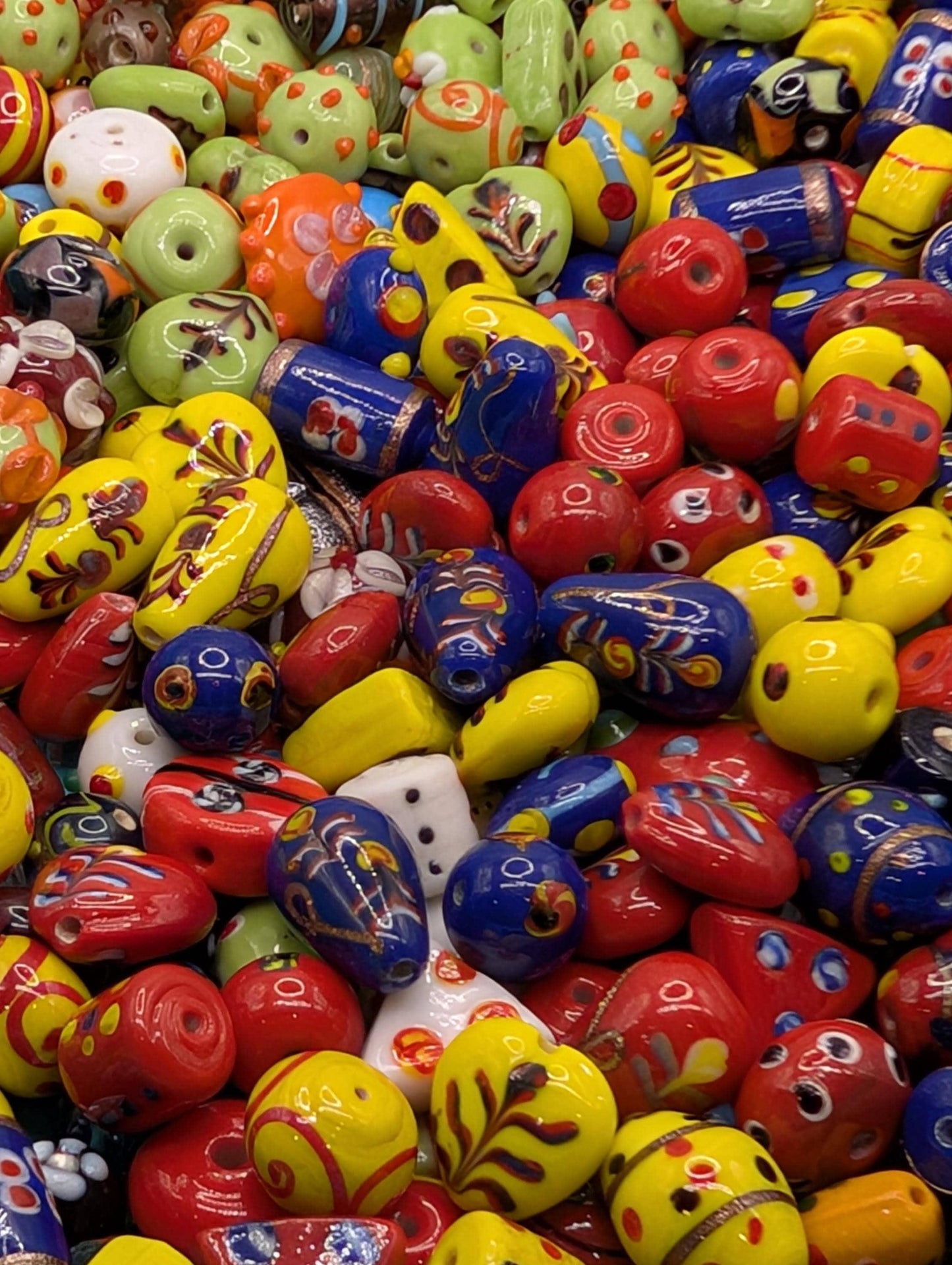 Bulk Lampwork Glass Bead Mix: Handcrafted Artisan Jewelry Making (10 beads)