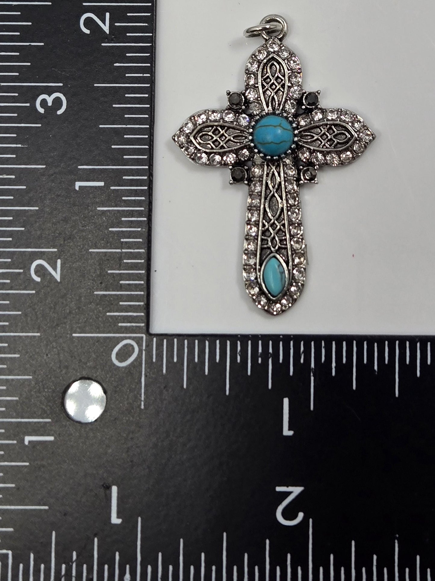 Bold Country Style Turquoise Cross Pendant Bag Charm Keychain DIY Jewelry