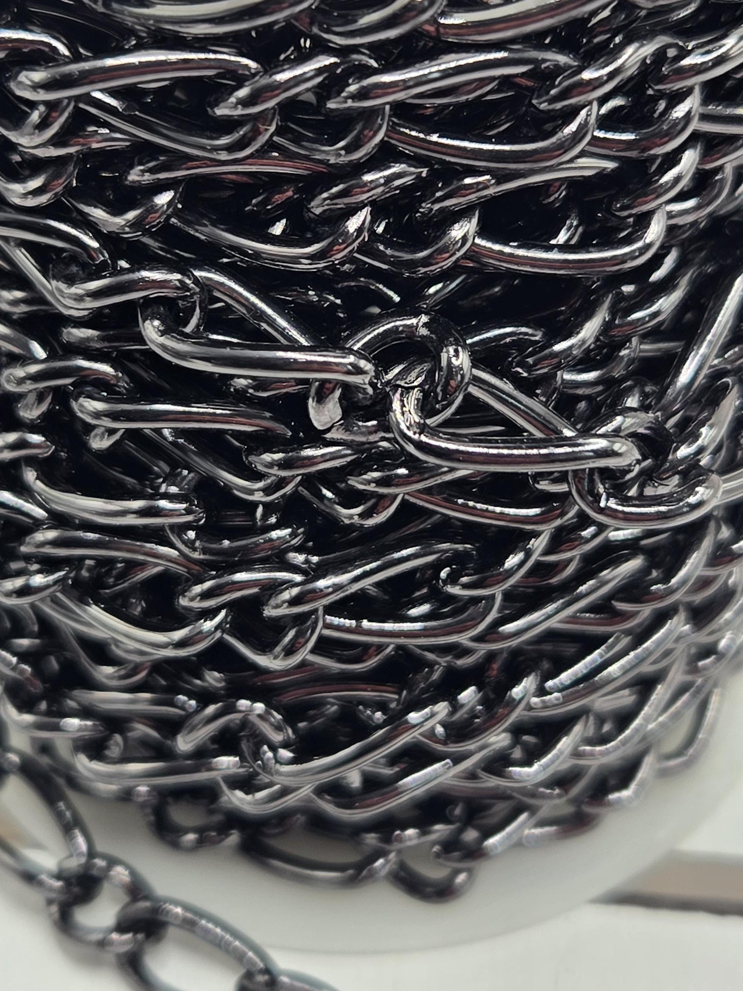 Black Plated Aluminum Figaro Chain: 10mm Jewelry Making Necklace (1 meter)