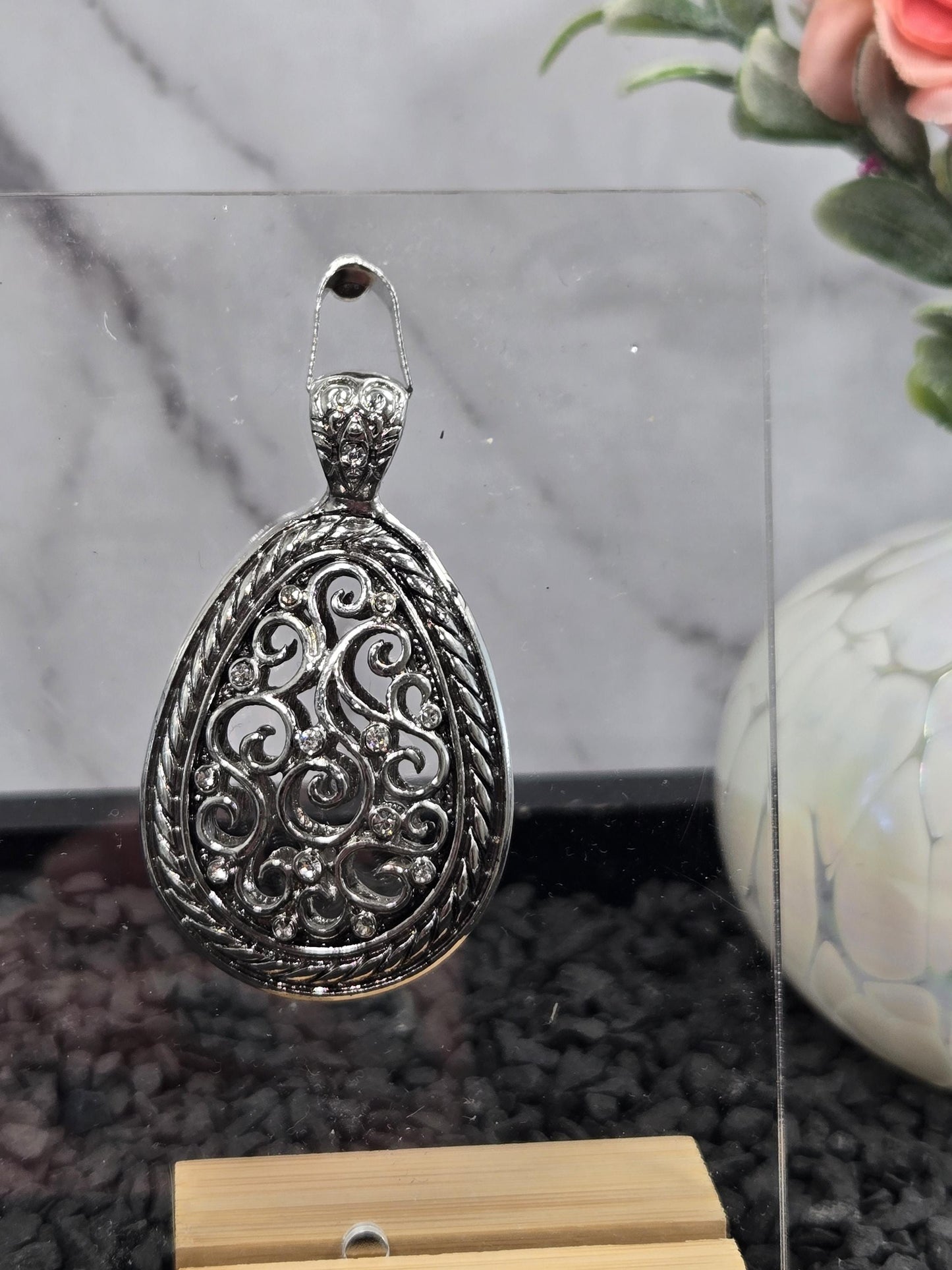 Ornate Goth Pendant: Vintage Steampunk Filigree, Silver Alloy