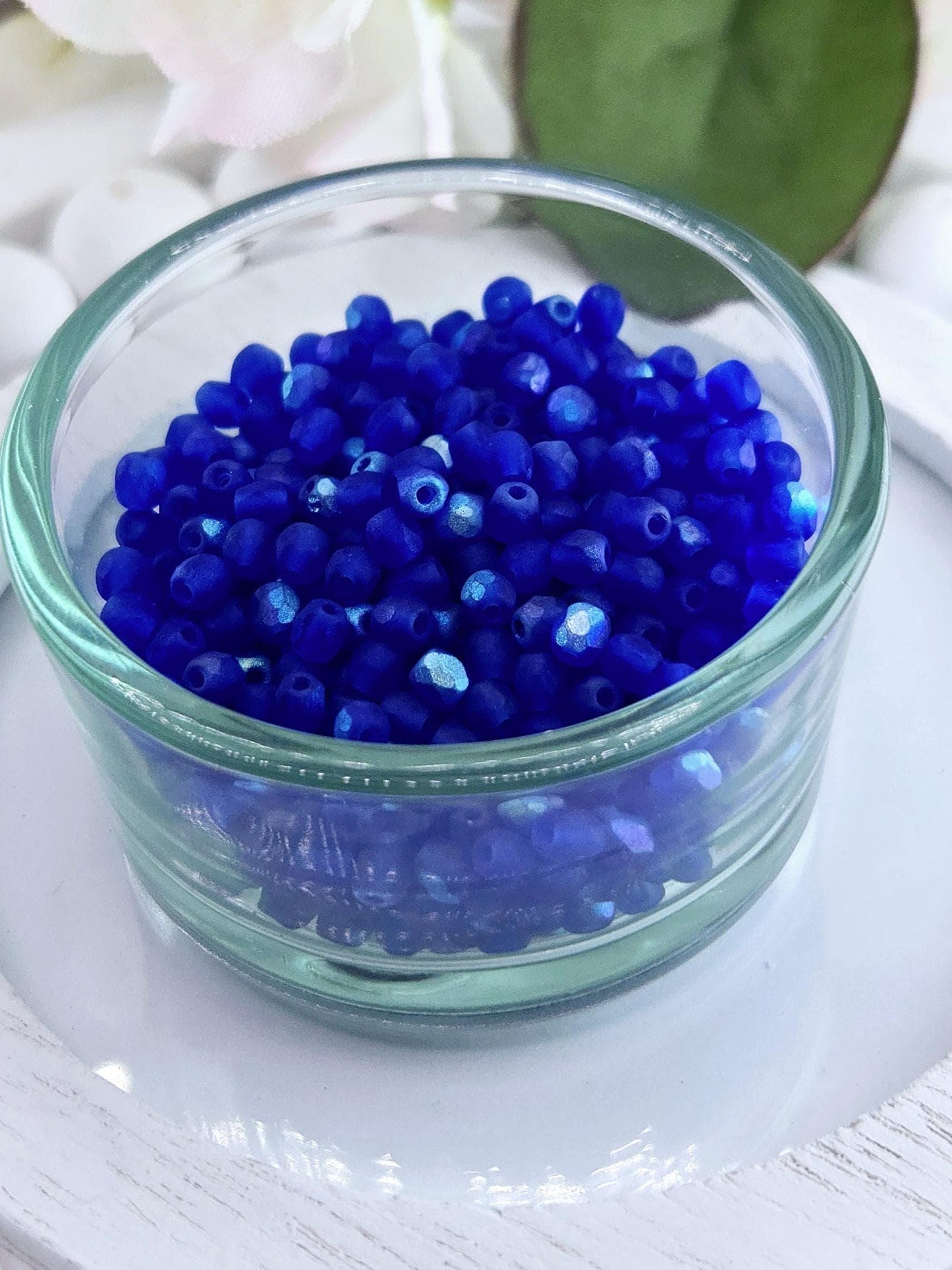Matte Cobalt Blue AB Preciosa Fire Polished Beads, 3mm. (3g Approx 100 pcs)